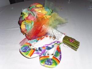 I Do wedding shoes and flowers