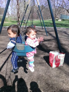 Twins swing Bella Brooks Gerbil Giraffe