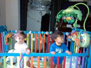 2015-07-11 twins in crib not crying