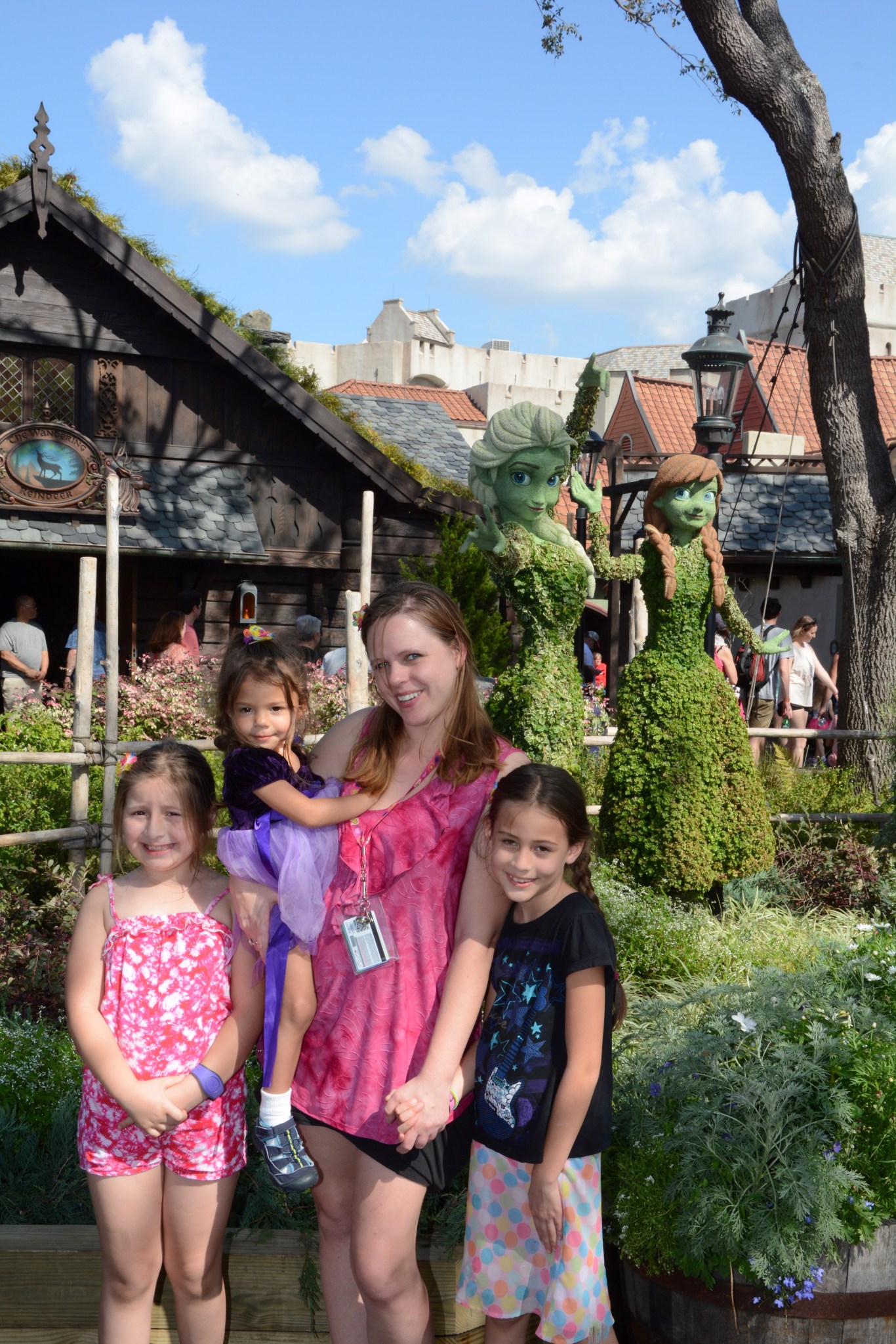 Disney - Epcot - Me Mommy Belle at Epcot with the girls, Bella, Micaela, and Grace; Elsa and Anna